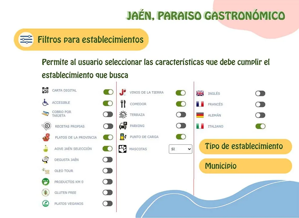Filtros para establecimientos